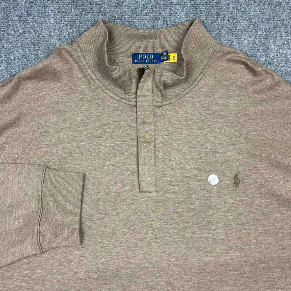 Polo Ralph Lauren Pullover Mens 5XB Brown Quarter Zip Cotton Blend Big & Tall
